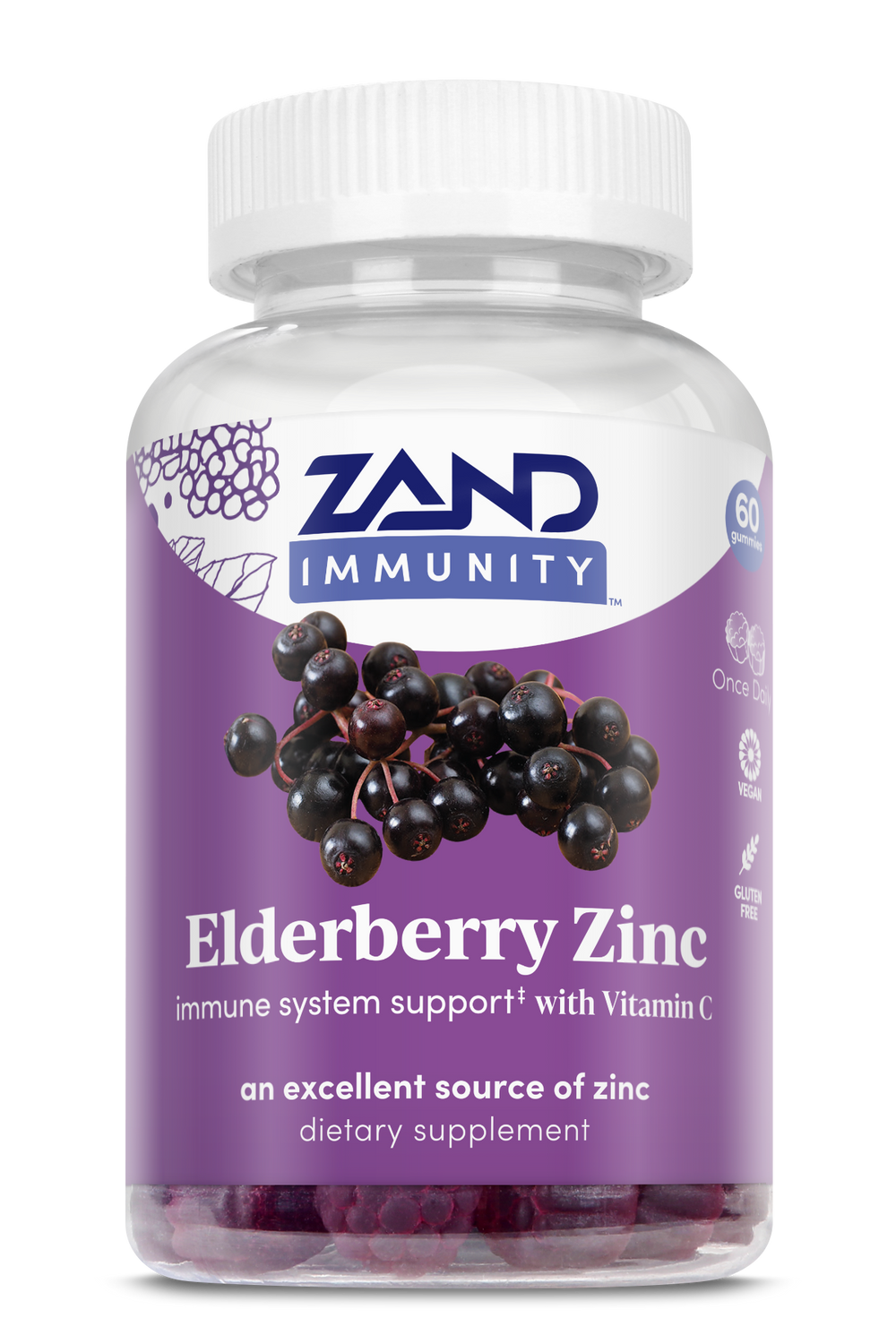 Zand Immunity Elderberry Zinc Gummies 60 count