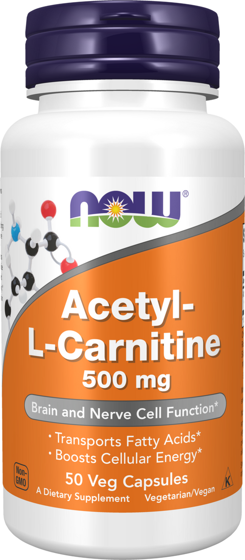 NOW Foods Acetyl-L-Carnitine 500 mg - 50 Veg Capsules
