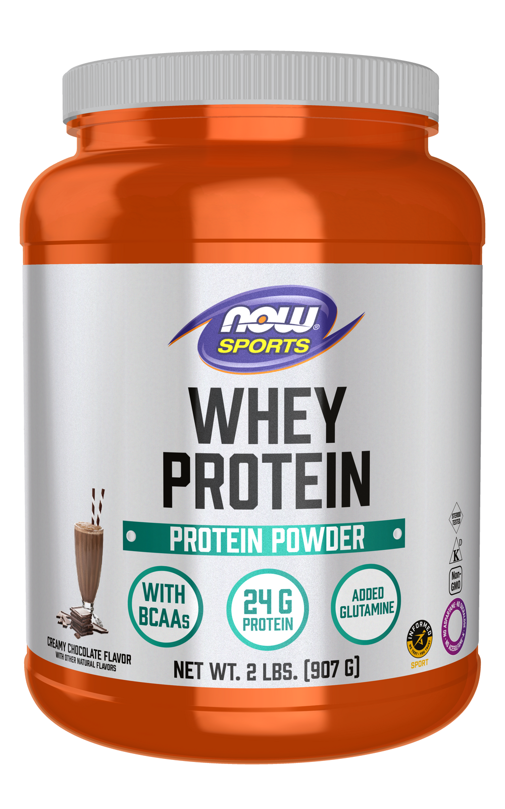 NOW Foods Whey Protein, Creamy Chocolate Powder - 2 lbs.