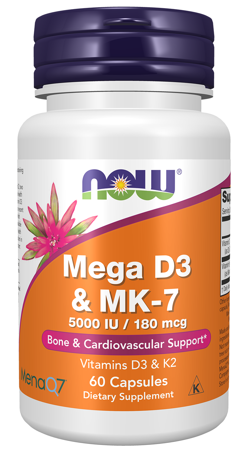 NOW Foods Mega D-3 and MK-7 - 60 Capsules