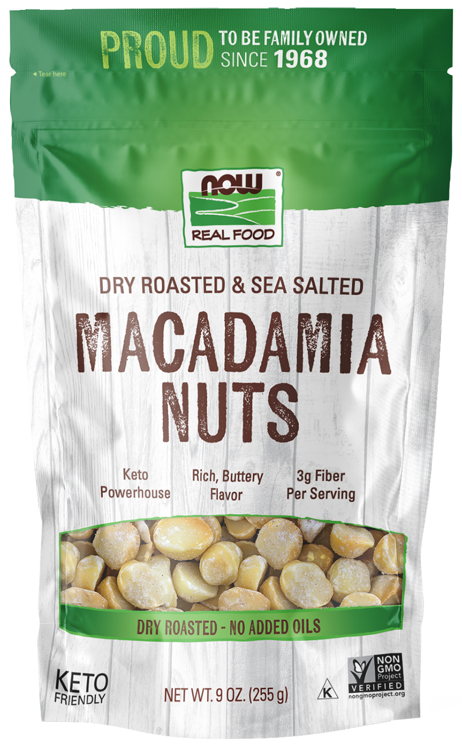 NOW Foods Macadamia Nuts, Dry Roasted and Salted - 9 oz.