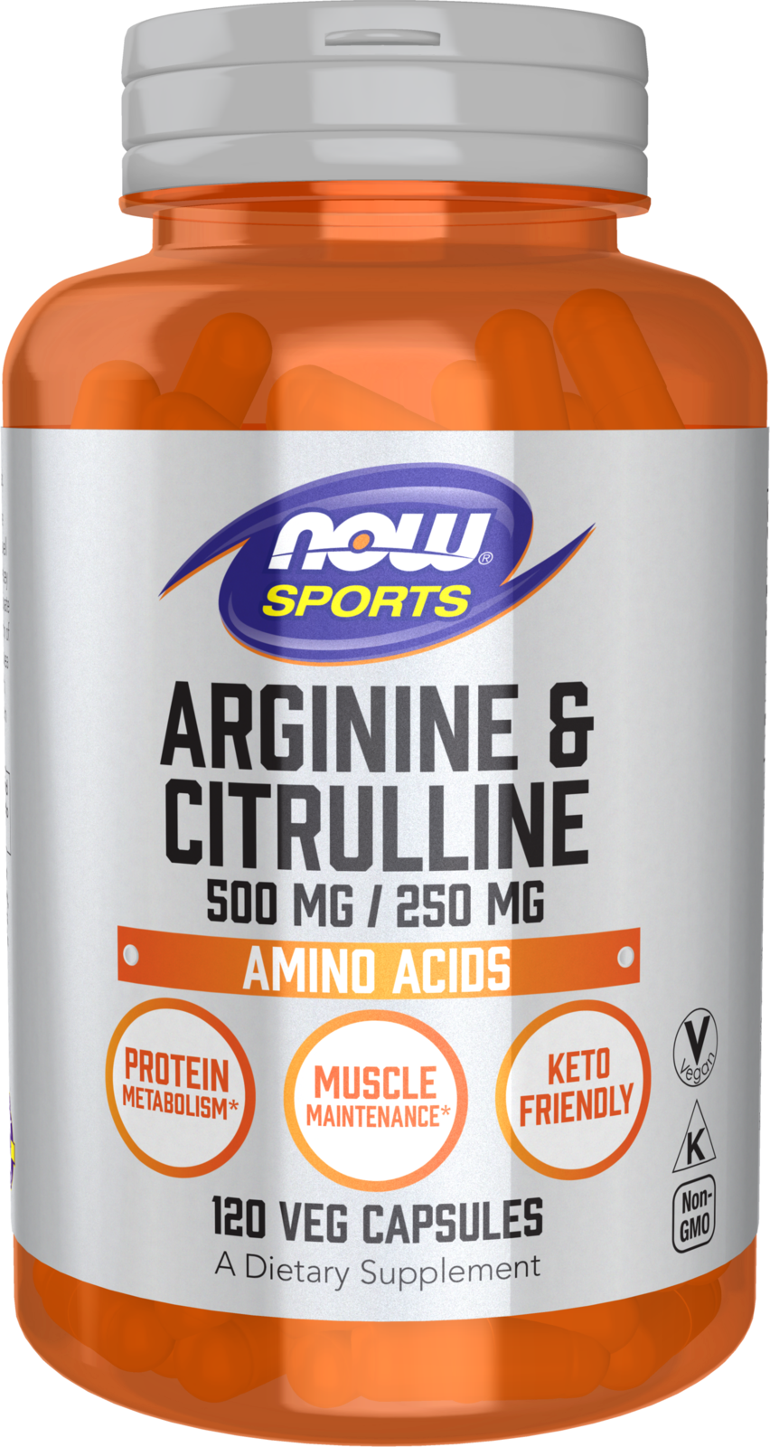 NOW Foods Arginine and Citrulline 500 mg / 250 mg - 120 Veg Capsules