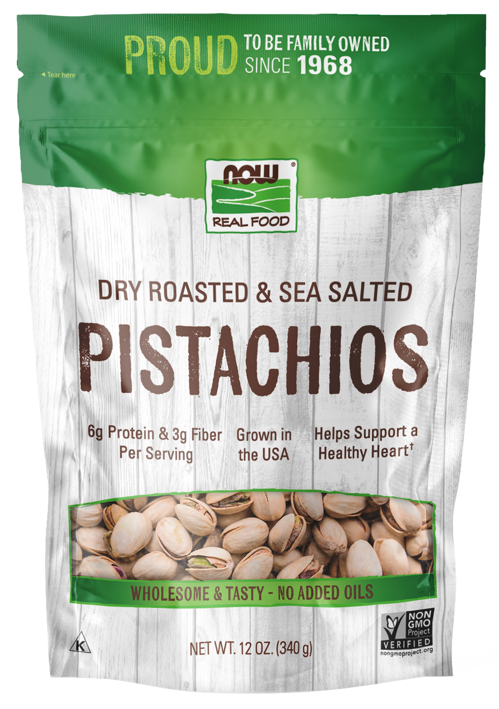 NOW Foods Pistachios, Roasted and Salted - 12 oz.