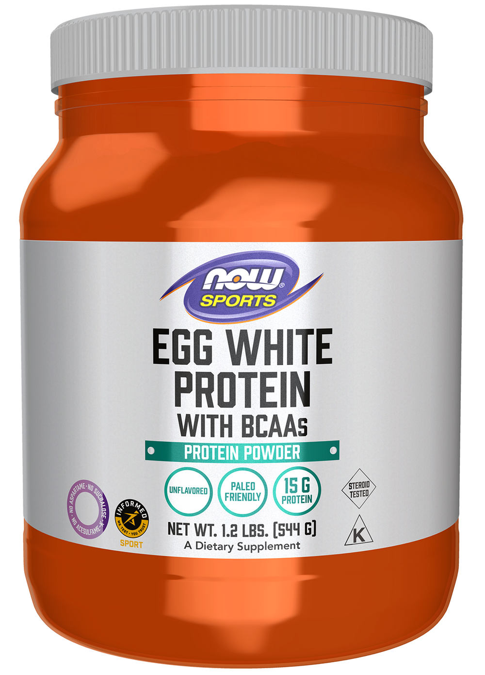 NOW Foods Egg White Protein, Unflavored Powder - 1.2 lbs.