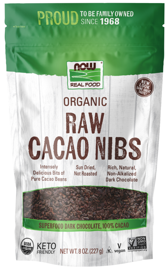 NOW Foods Cacao Nibs Organic and Raw 8 oz