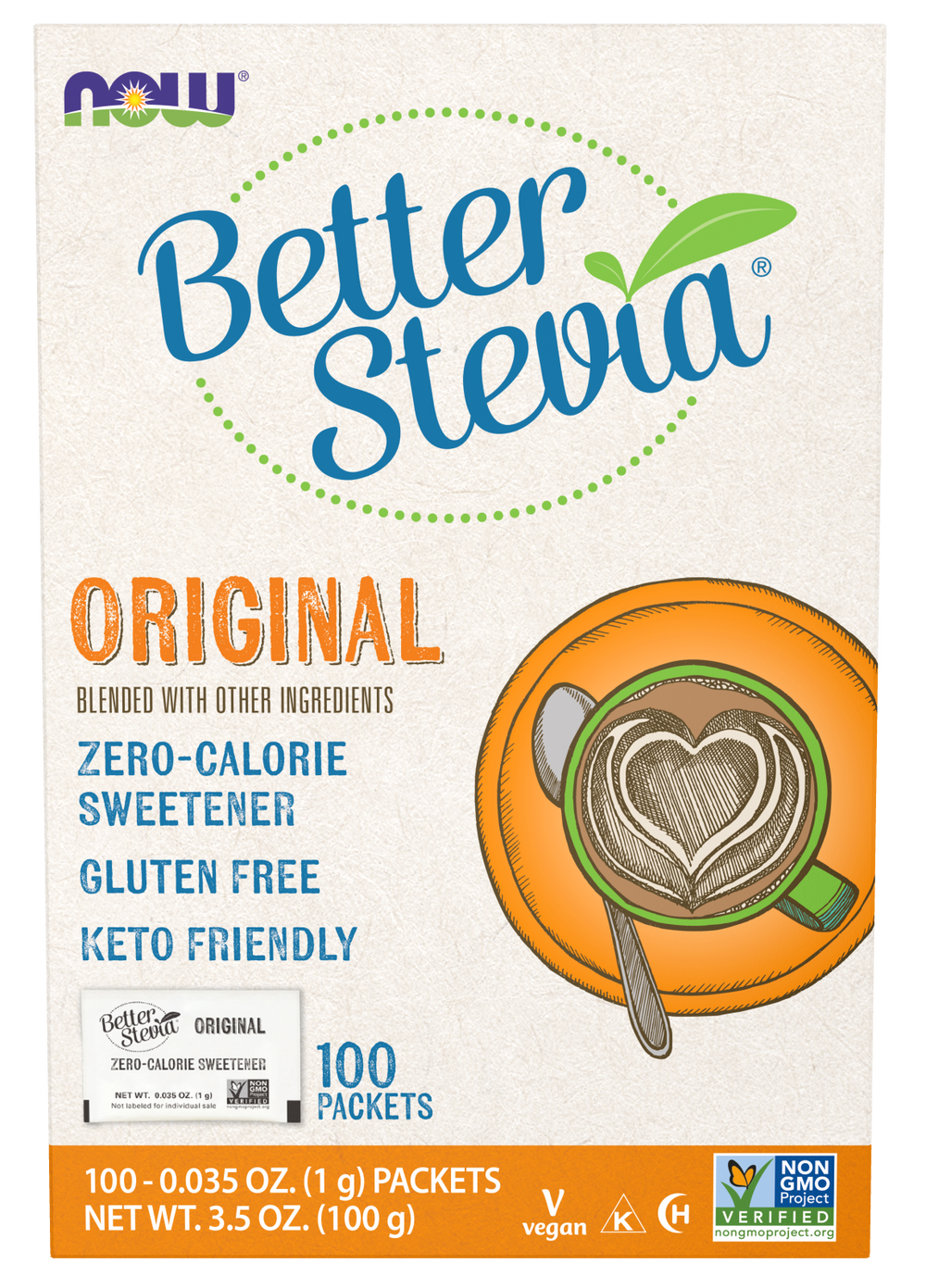 NOW Foods BetterStevia Packets - 100 Packets per Box