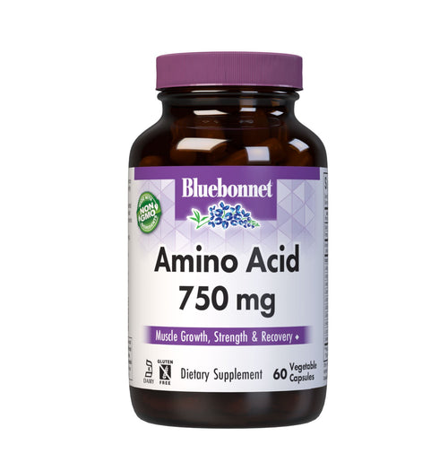 Bluebonnet Amino Acid 750 mg, 60 vegetable capsules, front of bottle
