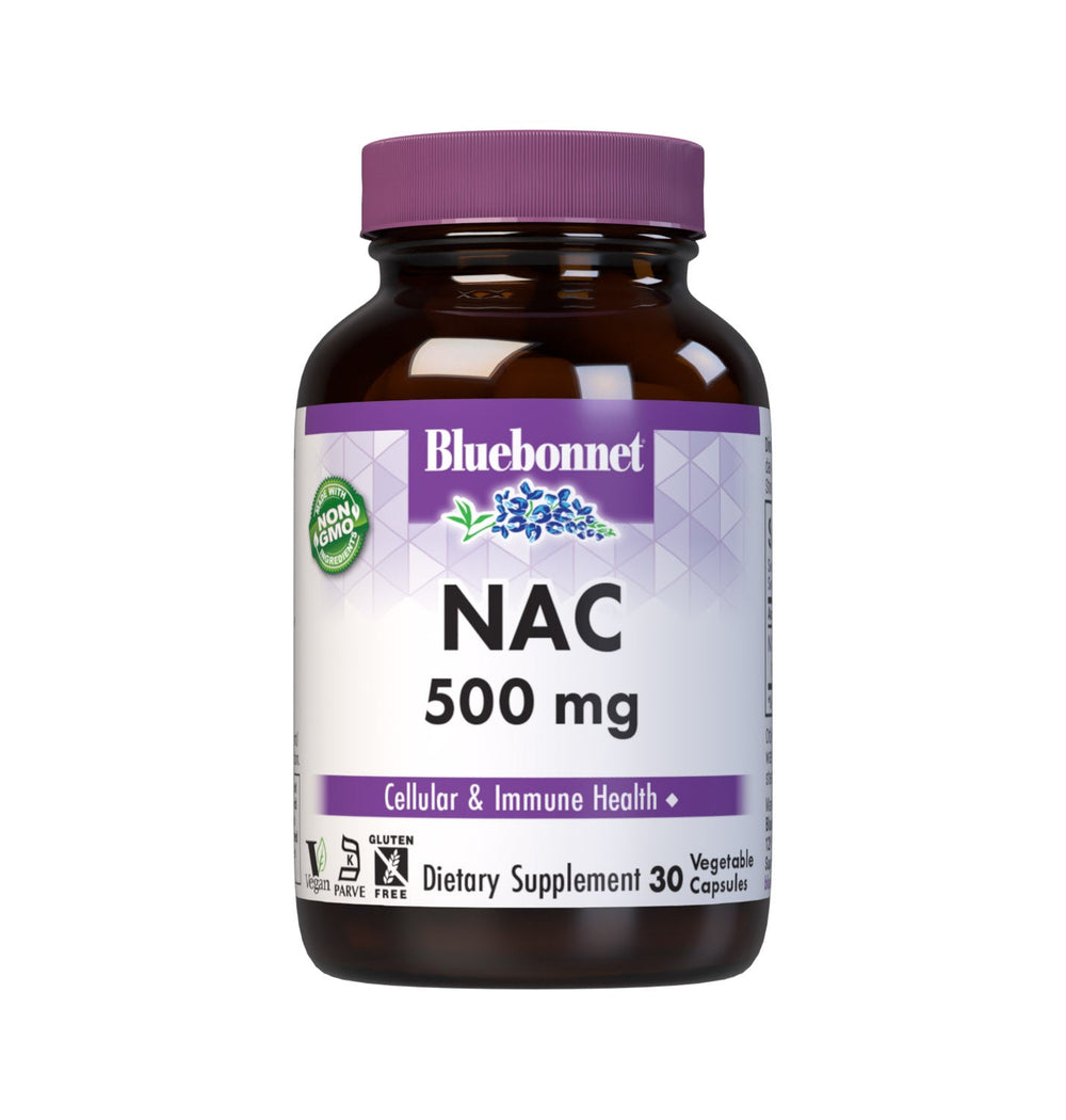 Bluebonnet NAC 500 mg, 30 vegetable capsules, front of bottle
