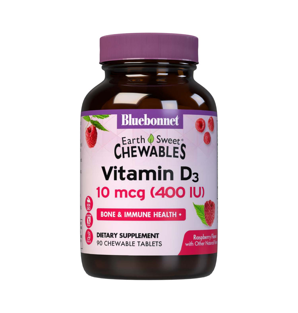 Bluebonnet Vitamin D3 400 IU Raspberry, front of bottle