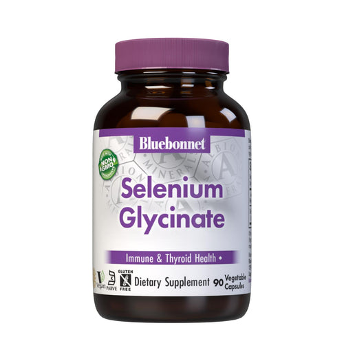 Bluebonnet Albion Selenium Glycinate 200 mcg, 90 vegetable capsules, front of bottle
