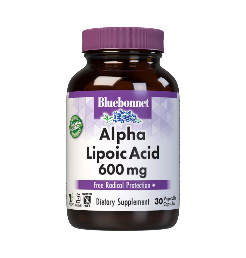 Bluebonnet Alpha Lipoic Acid 600 mg, front of bottle