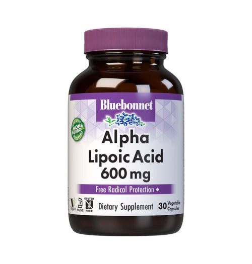 Bluebonnet Alpha Lipoic Acid 600 mg, front of bottle