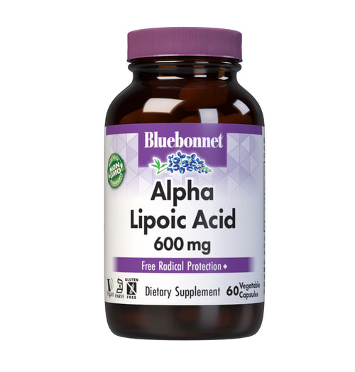 Bluebonnet Alpha Lipoic Acid 600 mg, front of bottle
