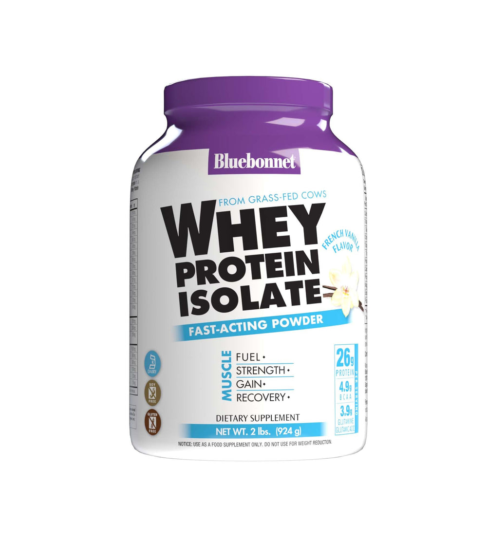 Bluebonnet Whey Protein Isolate Powder Vanilla, front of container