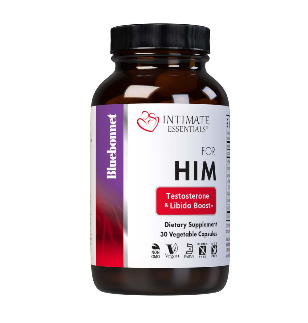 Bluebonnet Intimate Essentials For Him Testosterone and Libido Boost, front of bottle