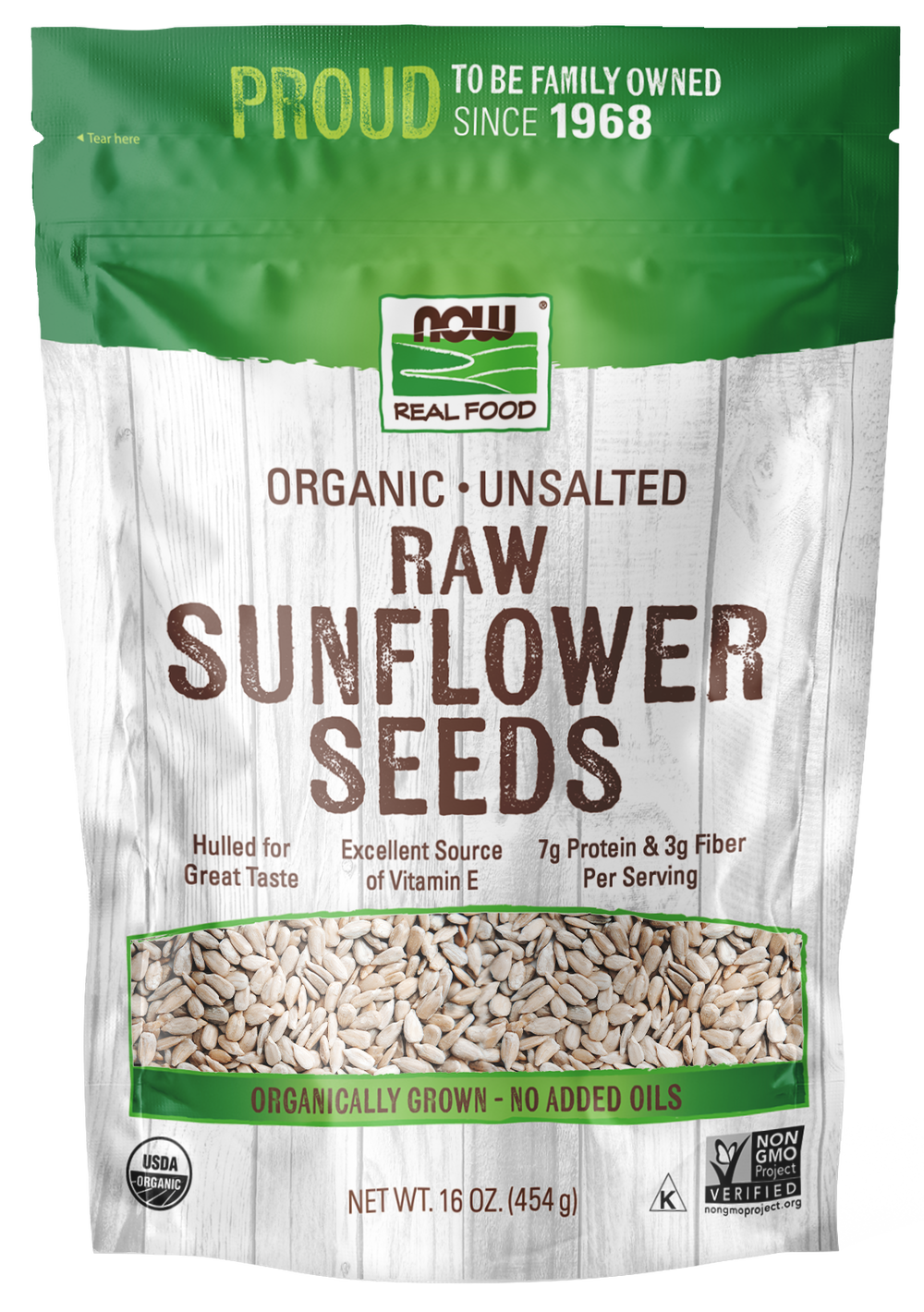 NOW Foods Sunflower Seeds, Organic, Raw and Unsalted - 16 oz.