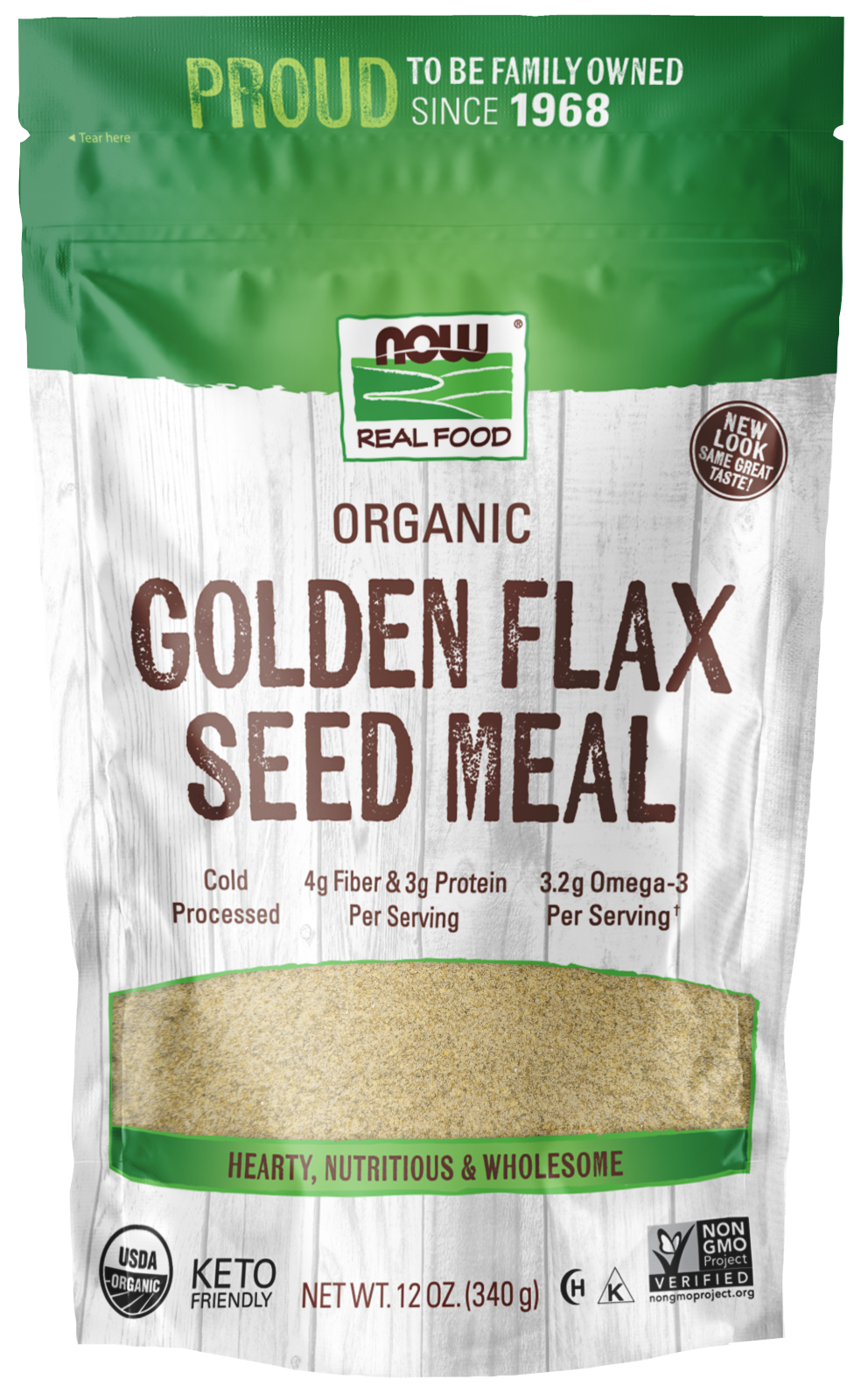 NOW Foods Golden Flax Seed Meal, Organic - 12 oz.