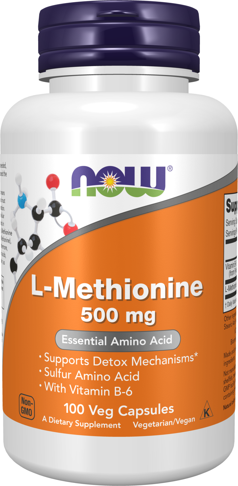 NOW Foods L-Methionine 500 mg - 100 Veg Capsules