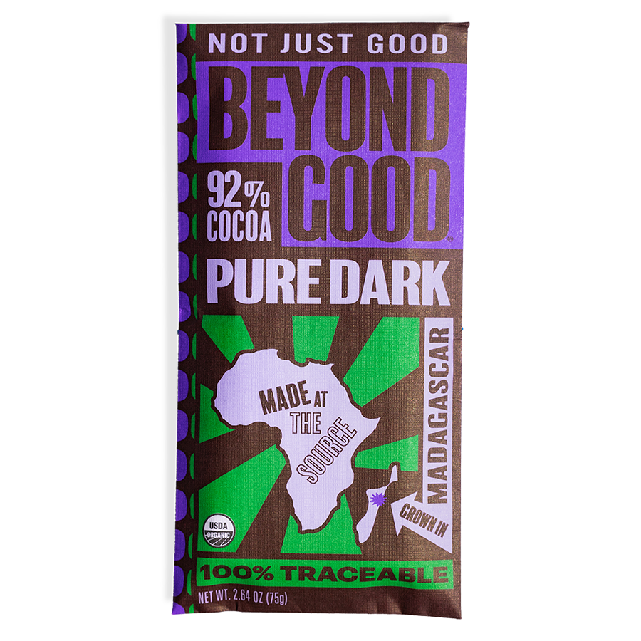Beyond Good by Madecasse Organic 92% Pure Dark Chocolate Bar 2.64 oz