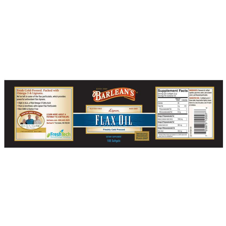 Barleans Lignan Flax Oil Softgels 100 count
