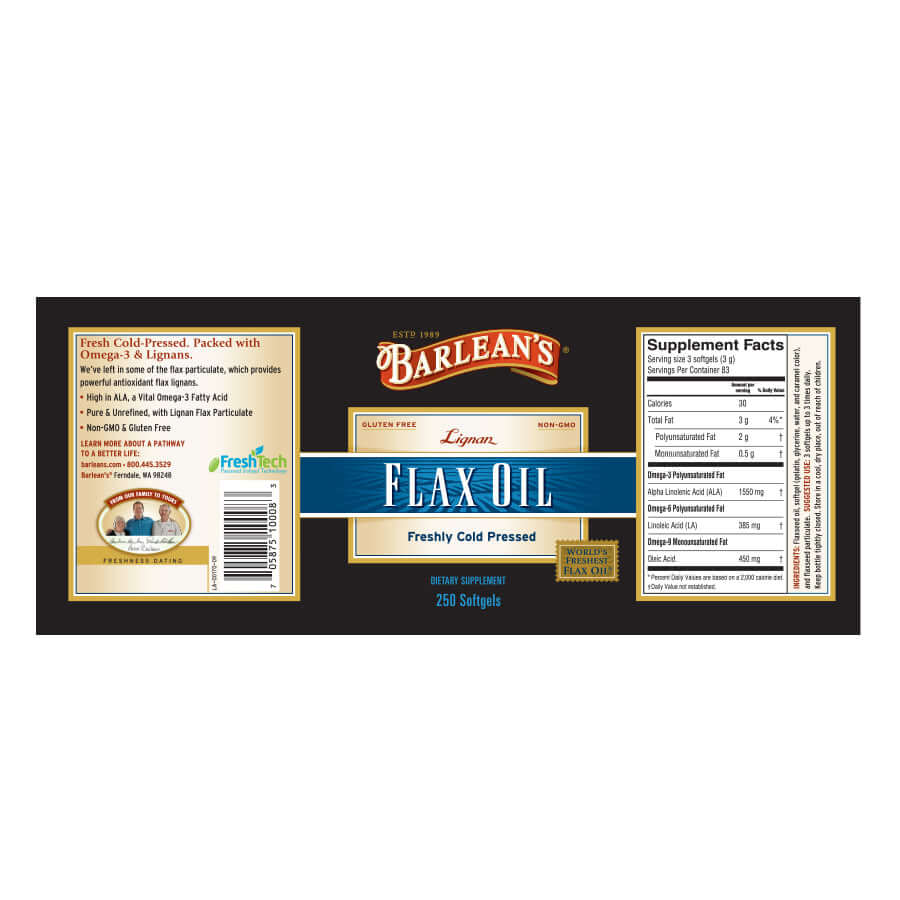 Barleans Lignan Flax Oil Softgels 250 count