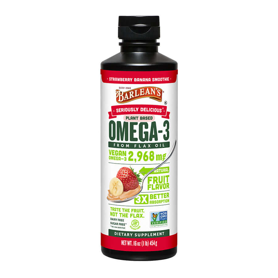 Barleans Seriously Delicious Flax Oil Strawberry Banana 16 oz
