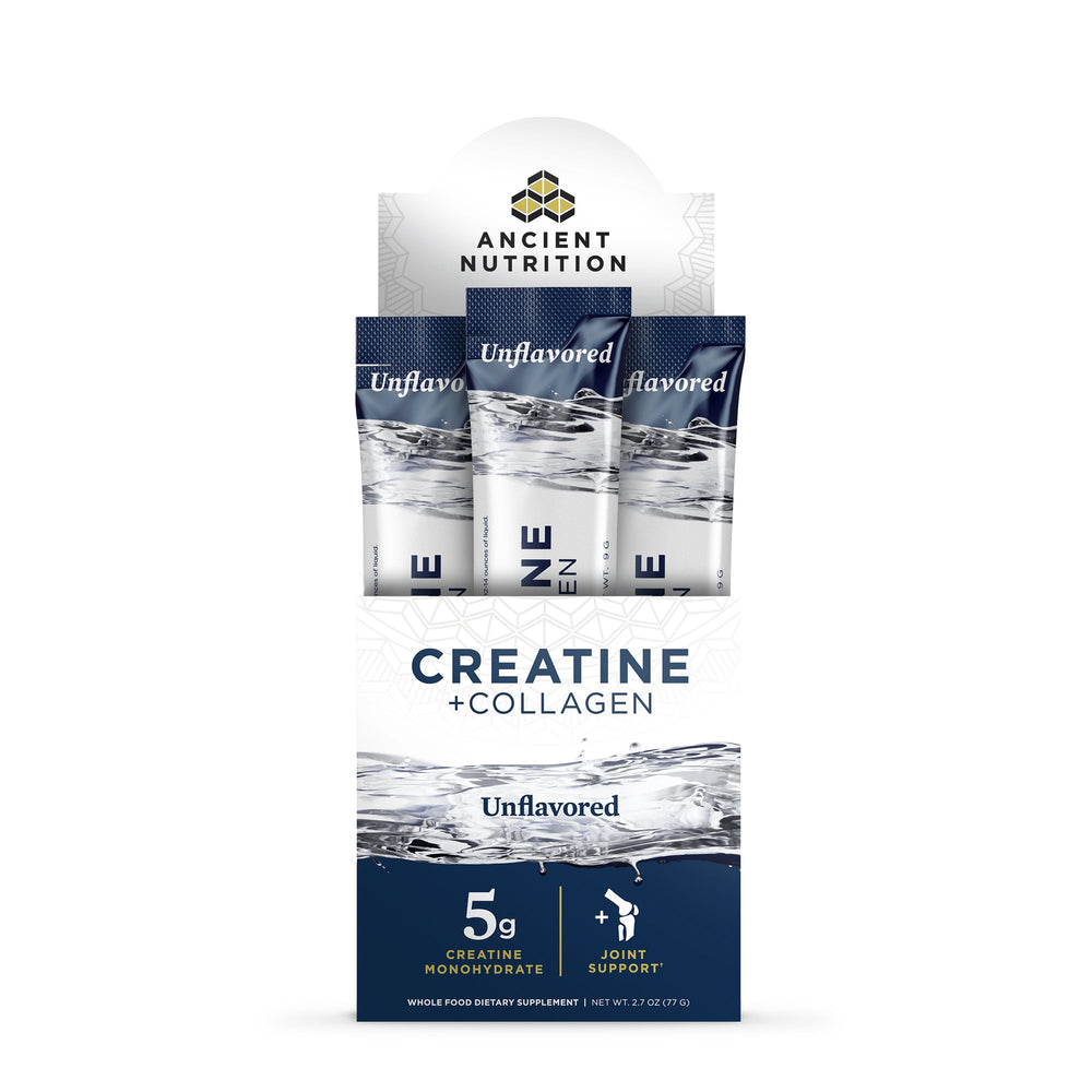 Ancient Nutrition Creatine + Collagen Stick Packs Unflavored 14 servings