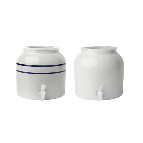 New Wave Enviro Porcelain Crock White with Blue Stripe