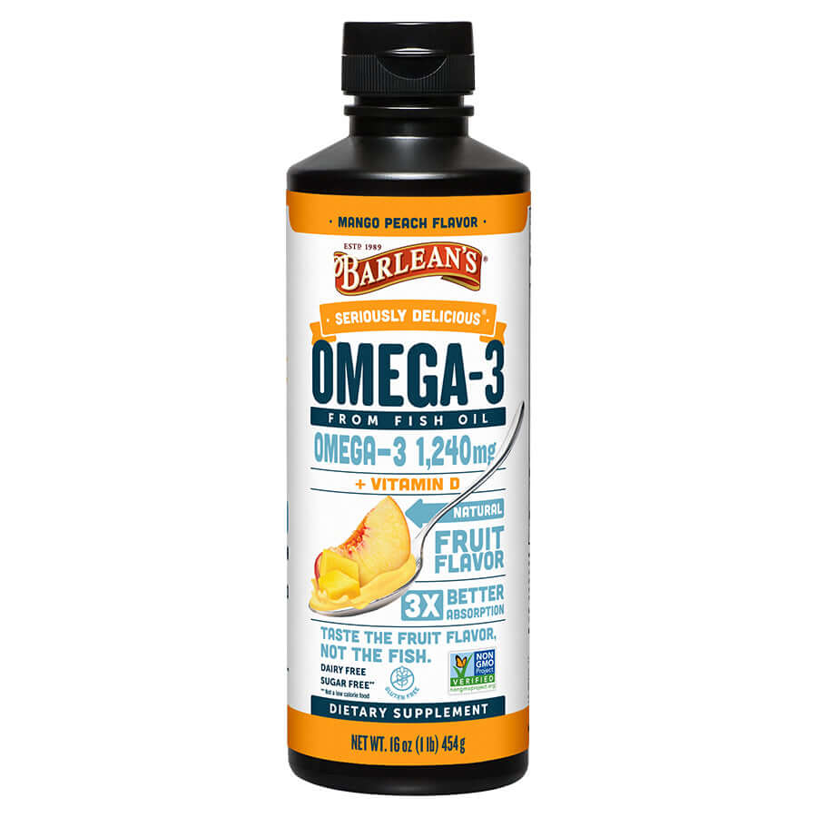 Barleans Seriously Delicious Omega-3 Fish Oil Mango Peach 16 oz
