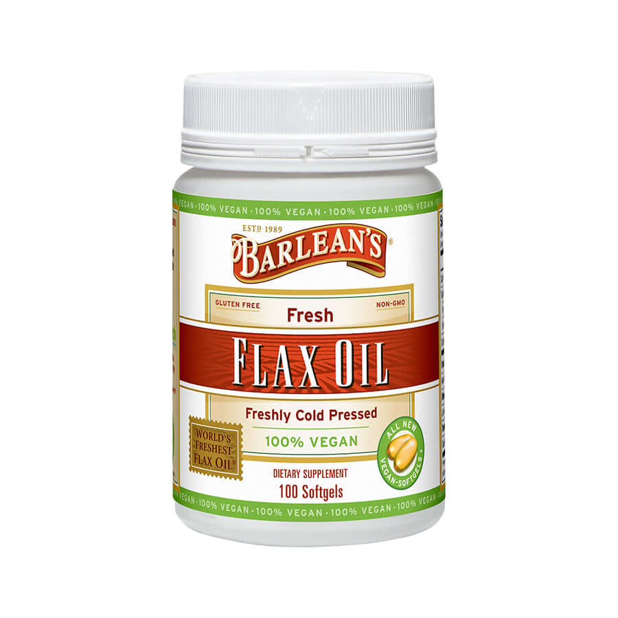 Barleans Fresh Flax Oil Vegan Omega-3 Softgels 100 count