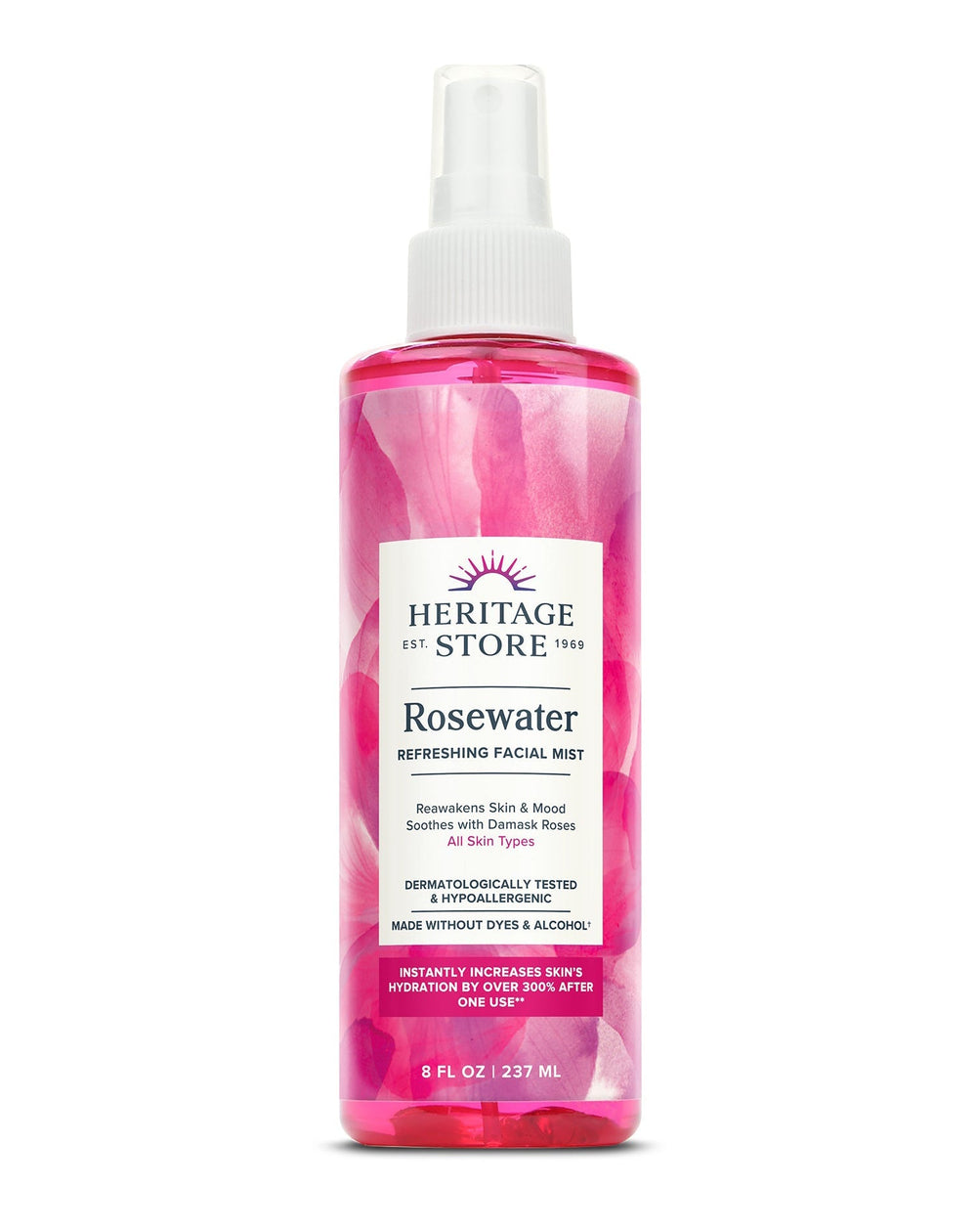 Heritage Store Rosewater Facial Mist with Atomizer 8 oz