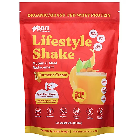 Turmeric Curcumin Cream LifeStyle Shake Grass Fed Whey, 15 Servings