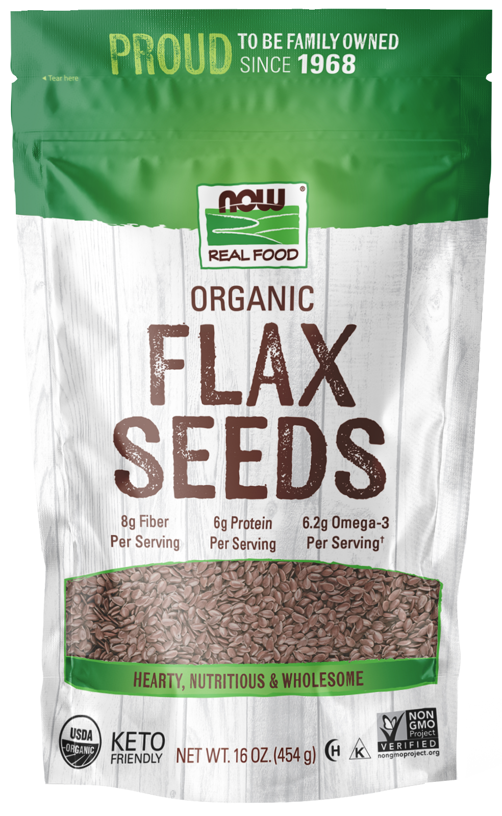 NOW Foods Flax Seeds, Organic - 16 oz.