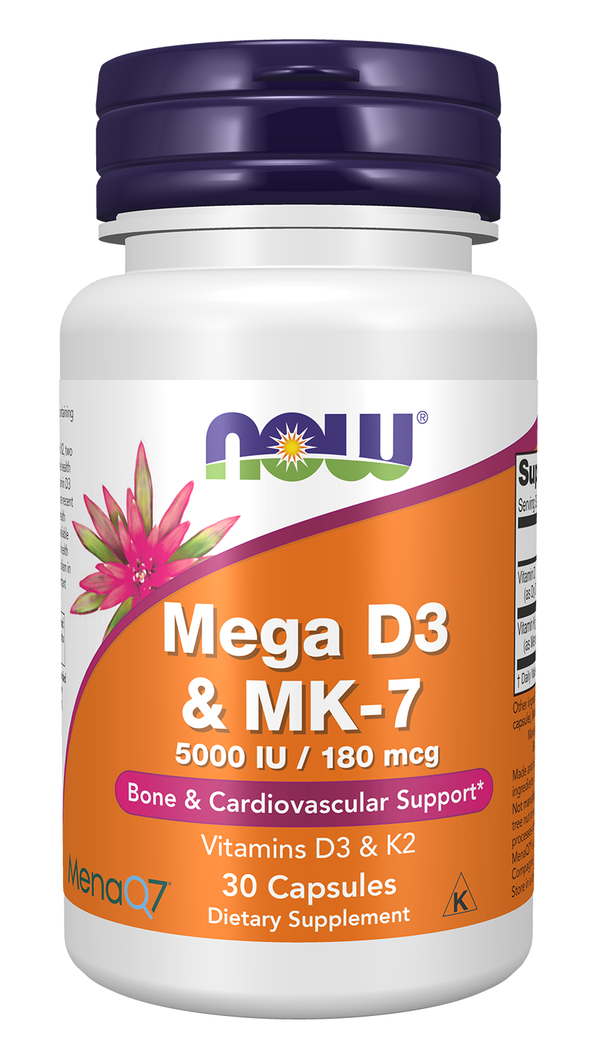 NOW Foods Mega D-3 and MK-7 - 30 Veg Capsules