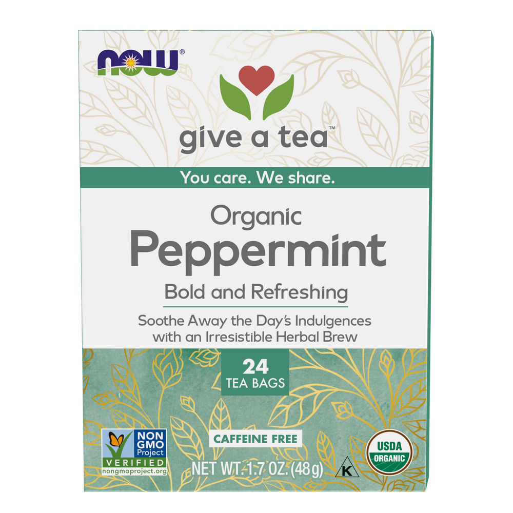 NOW Foods Peppermint Tea, Organic - 24 Tea Bags