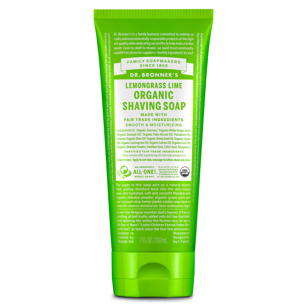 Dr Bronners Organic Shaving Soap Lemongrass Lime 7 oz