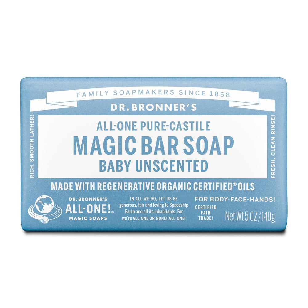 Dr Bronners Pure-Castile Bar Soap Baby Unscented 5 oz