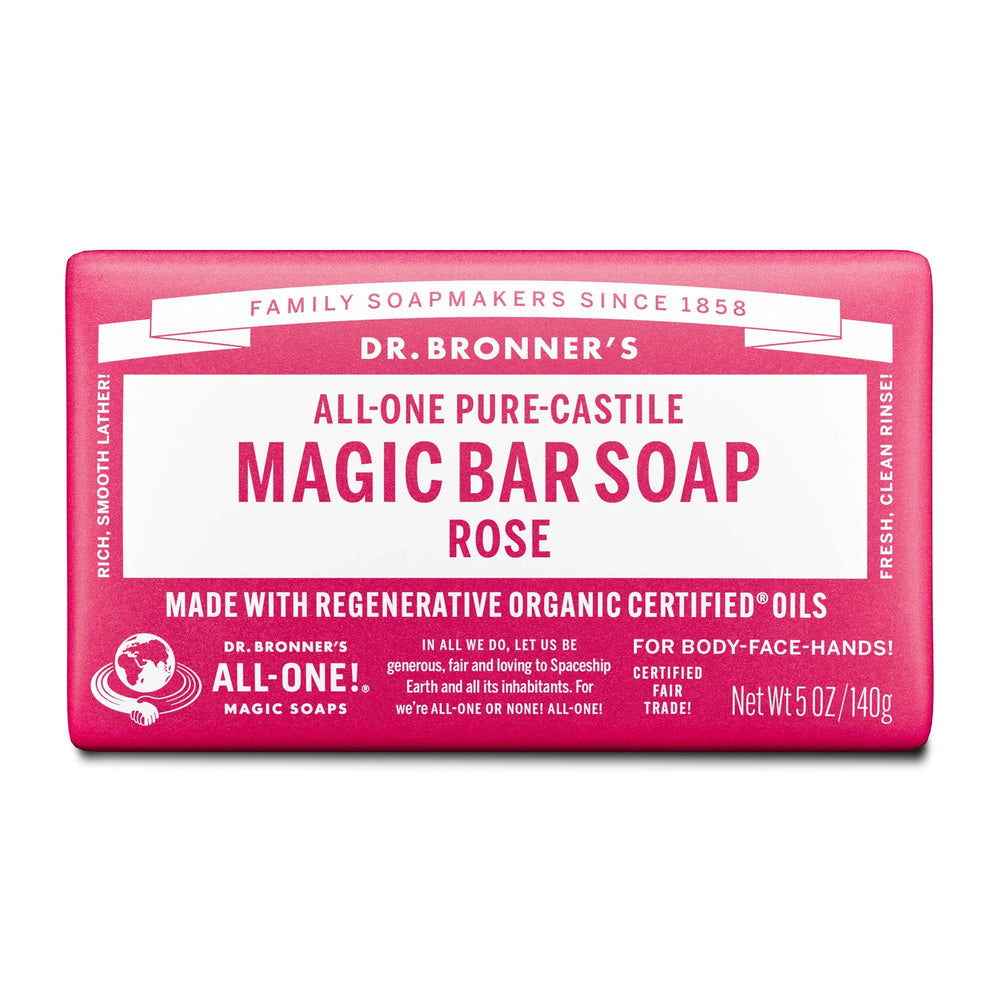 Dr Bronners Pure-Castile Bar Soap Rose 5 oz