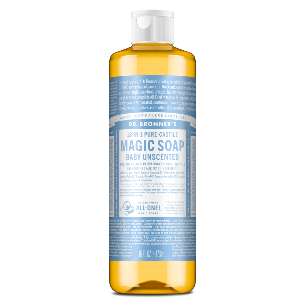 Dr Bronners Pure-Castile Liquid Soap Baby Unscented 16 oz