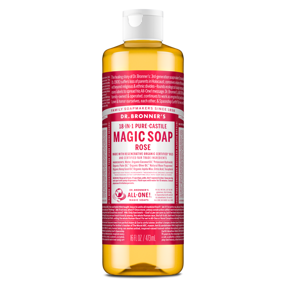 Dr Bronners Pure-Castile Liquid Soap Rose 16 oz