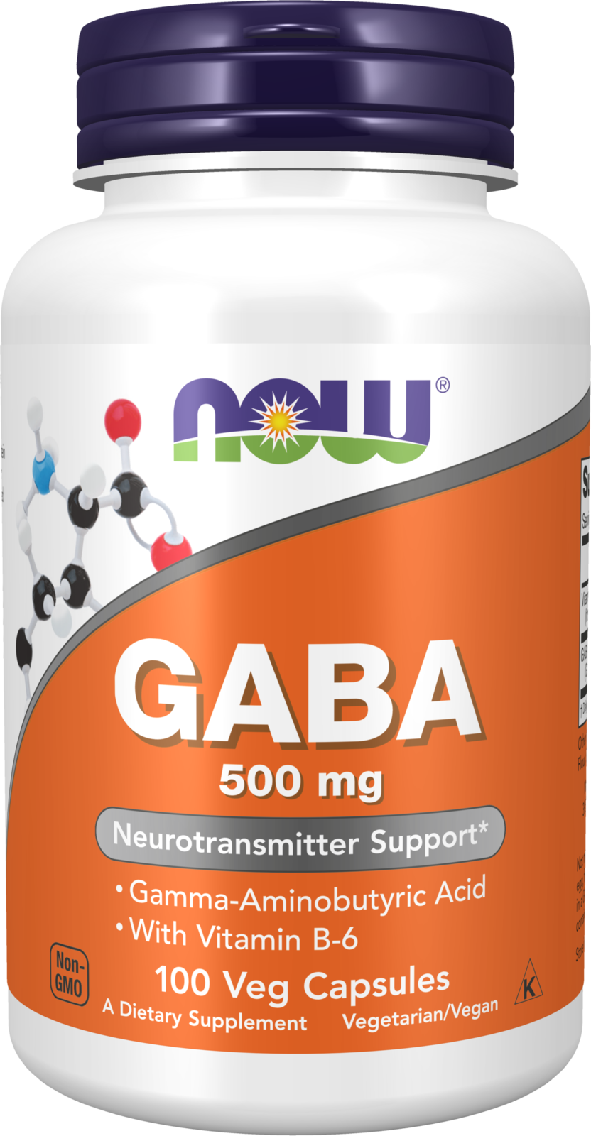 NOW Foods GABA 500 mg plus B-6 - 100 Veg Capsules
