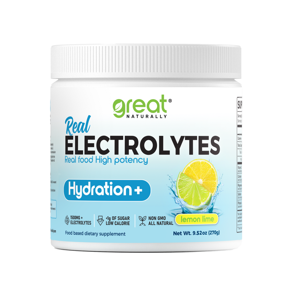 Great Naturally Real Electrolytes Hydration+ Lemon Lime Bottle 30 servings