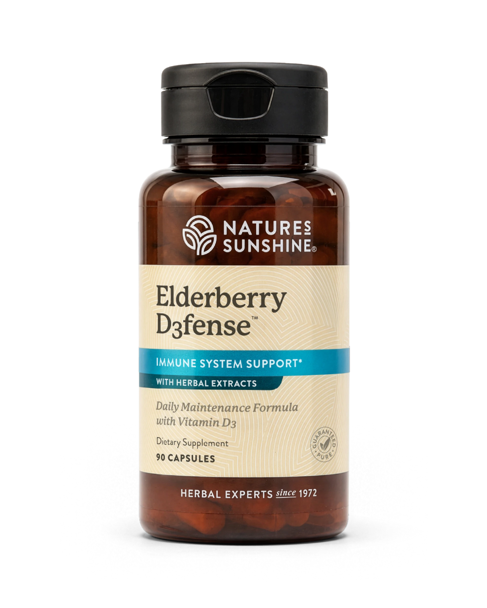 Nature's Sunshine Elderberry D3fense bottle, 90 capsules