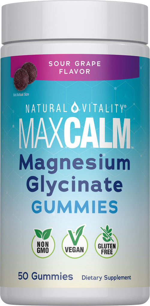 Natural Vitality MaxCalm Magnesium Glycinate Gummies Sour Grape 50 gummies